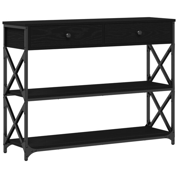 Table Console vidaXL Noir Chêne 100x28x75 cm Bois d'ingénierie et Acier