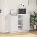 vidaXL Buffet avec étagère Blanc 90 x 32 x 75 cm Bois d'ingénierie