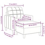 vidaXL Fauteuil avec repose-pied Noir 60 cm Velours