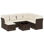 vidaXL Salon de jardin 8 Pièces avec coussins marron résine tressée