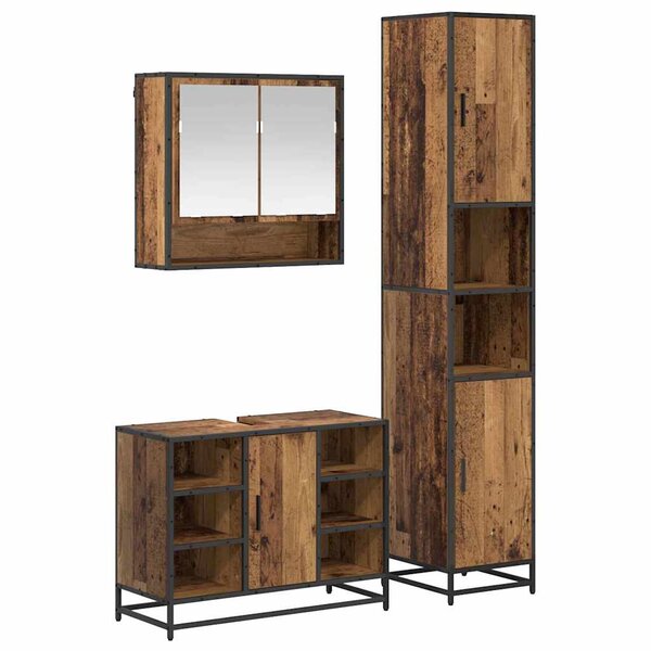 vidaXL Ensemble de mobilier de salle de bain 3 Pièces Bois Ancien