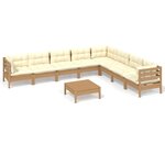 vidaXL Salon de jardin 9 Pièces avec coussins Marron miel Bois de pin