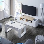 Table basse relevable - Mélaminé blanc - 105 x 55 x 45 cm NOVA
