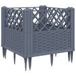vidaXL Jardinière avec piquets gris 43 5x43 5x43 5 cm PP