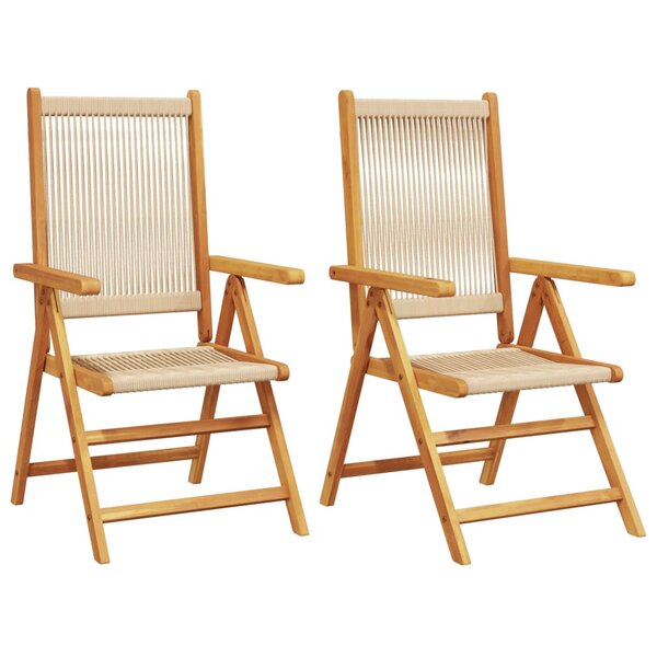 vidaXL Chaises de jardin lot de 2 beige bois d'acacia et polypropylène