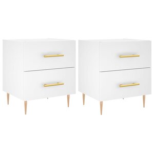 vidaXL Tables de chevet 2 Pièces blanc 40x35x47 5 cm bois d’ingénierie