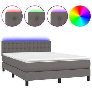 vidaXL Sommier à lattes de lit avec matelas et LED Gris 140x200 cm