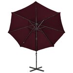 vidaXL Parasol déporté avec mât et lumières LED Rouge bordeaux 300 cm