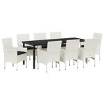 vidaXL Ensemble de Salle à Manger de Jardin 9 Pièces avec Coussins Blanc Poly Rattan
