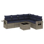 vidaXL Salon de jardin 7 Pièces avec coussins gris résine tressée
