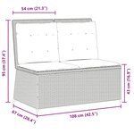 vidaXL Banc inclinable de jardin avec coussins noir résine tressée