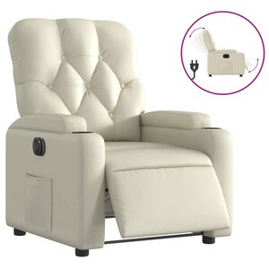 vidaXL Fauteuil inclinable électrique Crème Similicuir