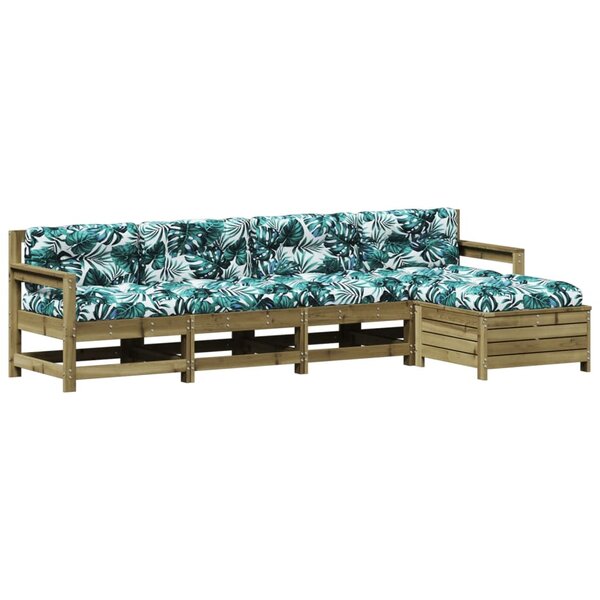 vidaXL Salon de jardin 5 Pièces avec coussins bois de pin imprégné