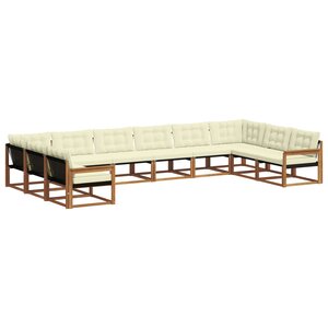 vidaXL Ensemble de canapés d'extérieur 10 Pièces Naturel et Crème