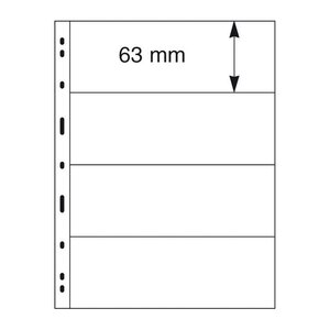 Feuilles Uniplate Lindner noires à 4 bandes pour timbres-postes.