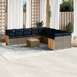 vidaXL Salon de jardin 11 Pièces avec coussins gris résine tressée