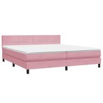 vidaXL Sommier à lattes de lit avec matelas et LED rose 180x210 cm velours