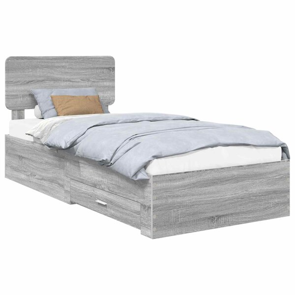 vidaXL Cadre de lit Gris Sonoma 90 x 200 cm Bois d'ingénierie