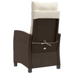 vidaXL Chaise inclinable de jardin avec coussins marron résine tressée