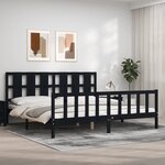 vidaXL Cadre de lit sans matelas noir 200x200 cm bois massif de pin