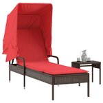 vidaXL Chaise longue avec auvent et table marron résine tressée
