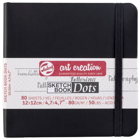 Carnet croquis 12x12cm - 80g - 80 feuilles - noir - royal talens