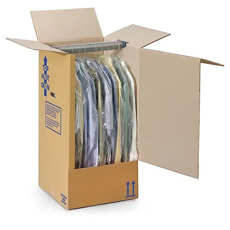 Caisse-penderie carton de déménagement double cannelure 50x50x135 cm (lot de 5)