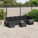 vidaXL Salon de jardin 8 Pièces avec coussins noir résine tressée
