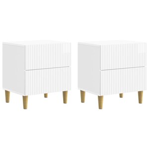 vidaXL Cabinet de chevet 2 Pièces Blanc brillant 43 x 34 5 x 48 cm