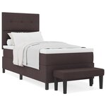 vidaXL Lit à ressort avec matelas et banc marron foncé 100x200 cm en tissu
