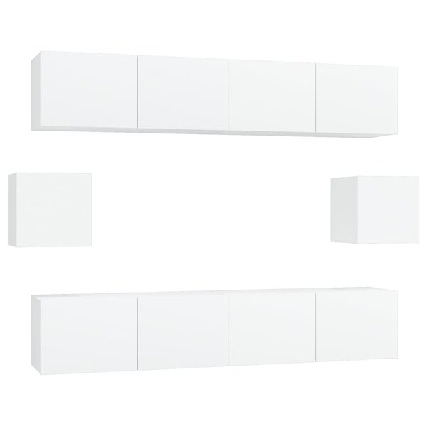 vidaXL Ensemble de meubles TV 6 Pièces Blanc Bois d'ingénierie