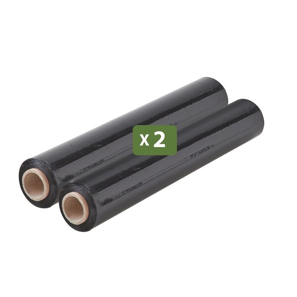 Pack And Move - Lot 2 Rouleaux Film Étirable - 300 M - Noir - Film Déménagement Film Emballage Film Palette Film Protection