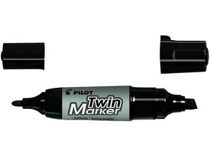 Marqueur permanent TWIN Marker Jumbo Pte Biseau et Pte Ogive Noir PILOT