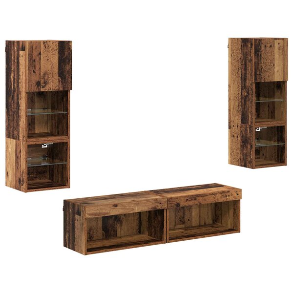 vidaXL Unité murale de TV 6 Pièces Bois Ancien Bois d'ingénierie