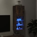 vidaXL Meuble TV avec lumières LED chêne fumé 40 5x30x102 cm