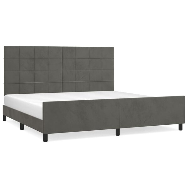 vidaXL Cadre de lit avec tête de lit Gris foncé 200x200 cm Velours