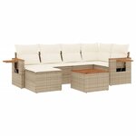 vidaXL Salon de jardin avec coussins 7 Pièces beige résine tressée