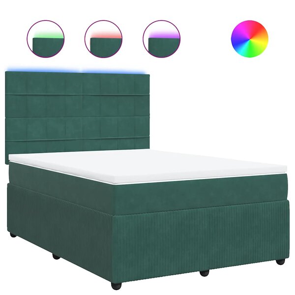 vidaXL Sommier à lattes de lit et matelas Vert foncé 140x200cm Velours