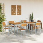 vidaXL Ensemble de salle à manger pour jardin 7 Pièces Gris et marron