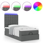 vidaXL Lit ottoman avec matelas et LED Gris foncé 80x200cm tissu