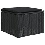 vidaXL Tabouret de jardin avec coussin Noir 55x55x37 cm Résine tressée