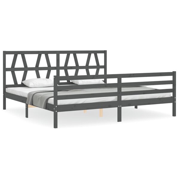 vidaXL Cadre de lit sans matelas gris 200x200 cm bois massif