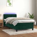 vidaXL Sommier à lattes de lit avec matelas et LED Vert foncé 90x190cm