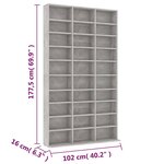 vidaXL Armoire à CD Gris béton 102x16x177 5 cm Bois d'ingénierie