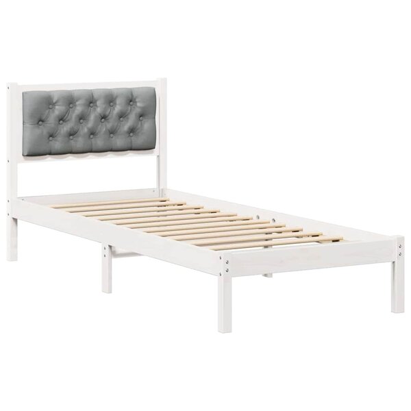 vidaXL Cadre de lit avec tête de lit Gris clair 90 x 190 cm Pin massif