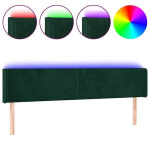 vidaXL Tête de lit à LED Vert foncé 163x16x78/88 cm Velours