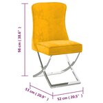 Vidaxl chaise de salle à manger jaune moutarde velours