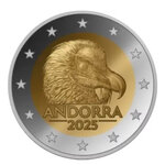 2 euros commémorative Andorre 2025 BU - Le gypaète barbu.