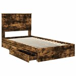 vidaXL Lit de Rangement Chêne fumé 100 x 200 cm Bois d'ingénierie