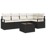 vidaXL Ensemble de canapé de jardin 6 Pièces Noir Poly rotin
